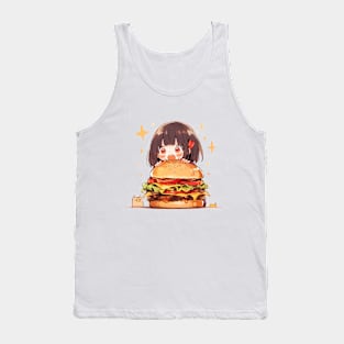 Burger Lover Girl Original Illustration art graphic Tank Top